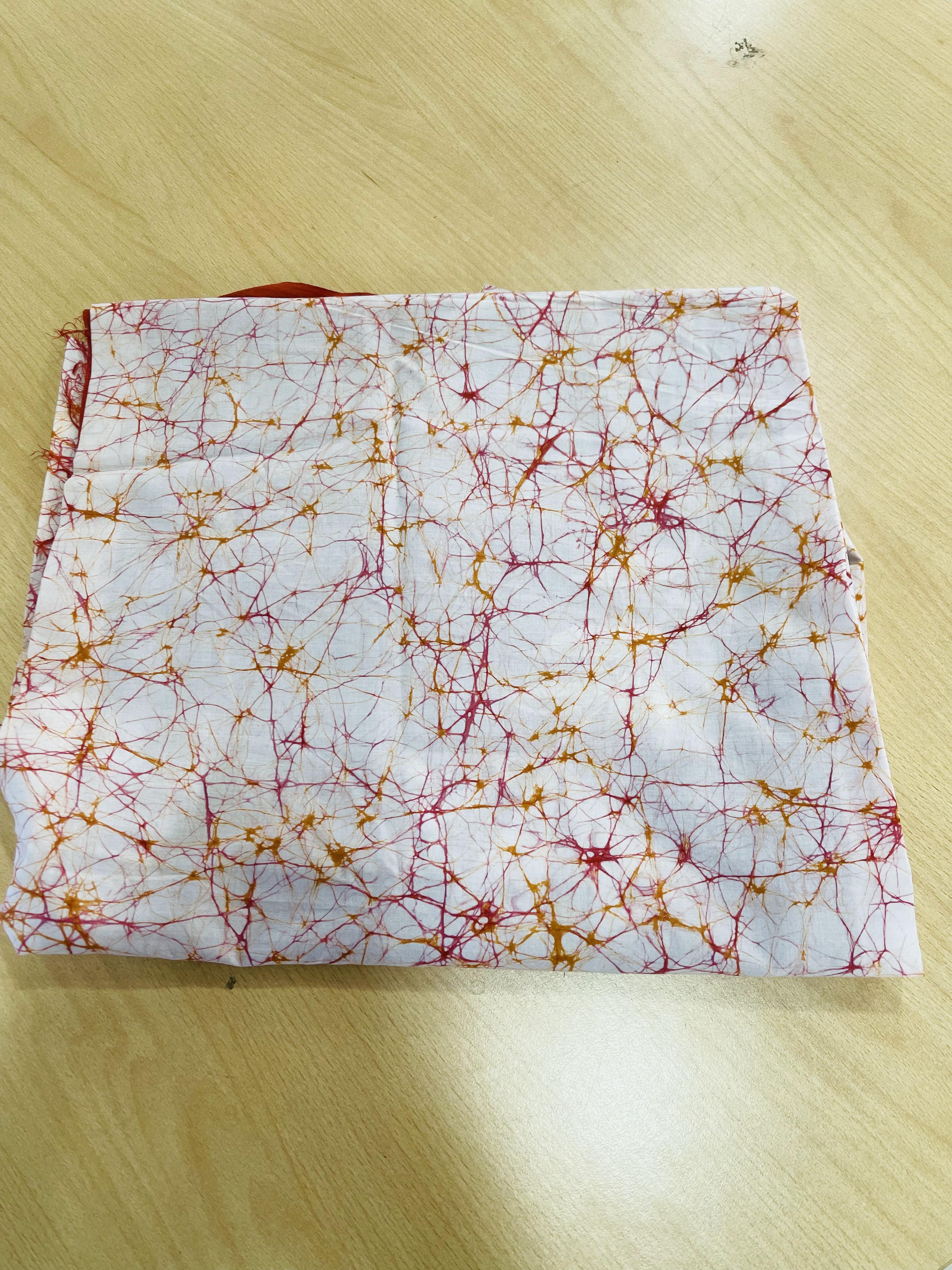 Batik Viscose Fabrics 3 Yards Length White Color Design
